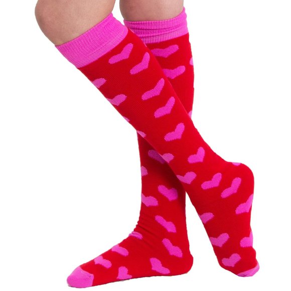 Chrissy's Socks Accessories - Red/Neon Pink Heart Socks